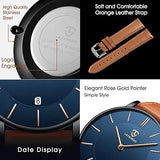 L LAVAREDO Watch for Men, Extremely Thin Mens Watches Minimalist Analog Men's Leather Wrist Watches with Time/Date, (OPEN BOX)