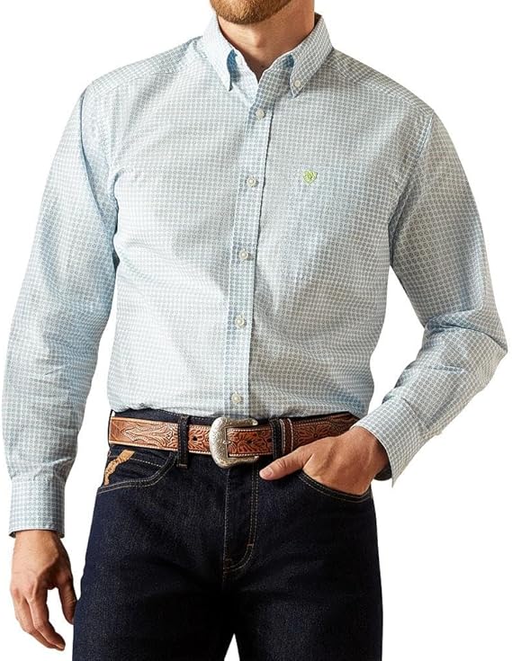 ARIAT Men's Cillian Classic Fit Shirt, Light Blue, Large