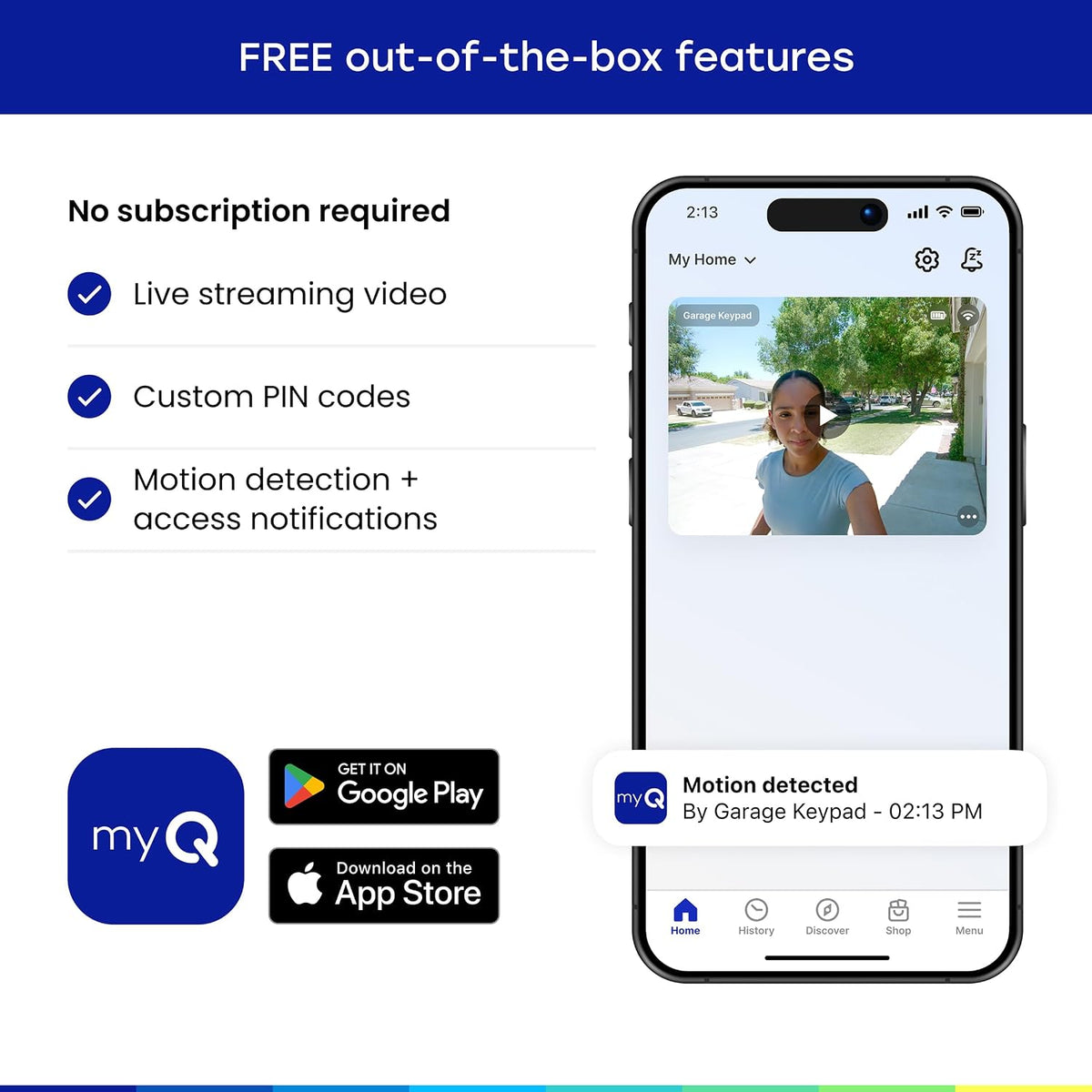 myQ Smart Garage Door Video Keypad with Wide-Angle Camera