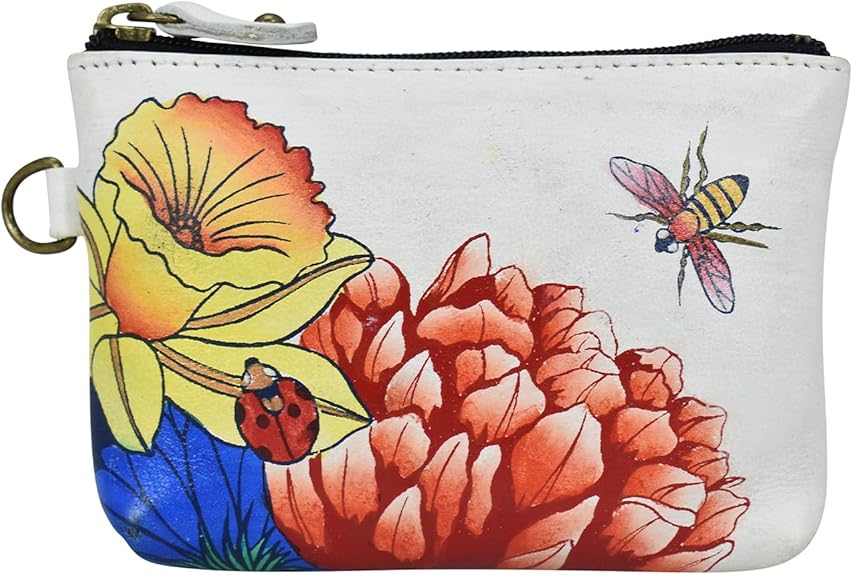 Anna by Anuschka Women's Hand Painted Leather Coin Pouch Purse - Floral Melody