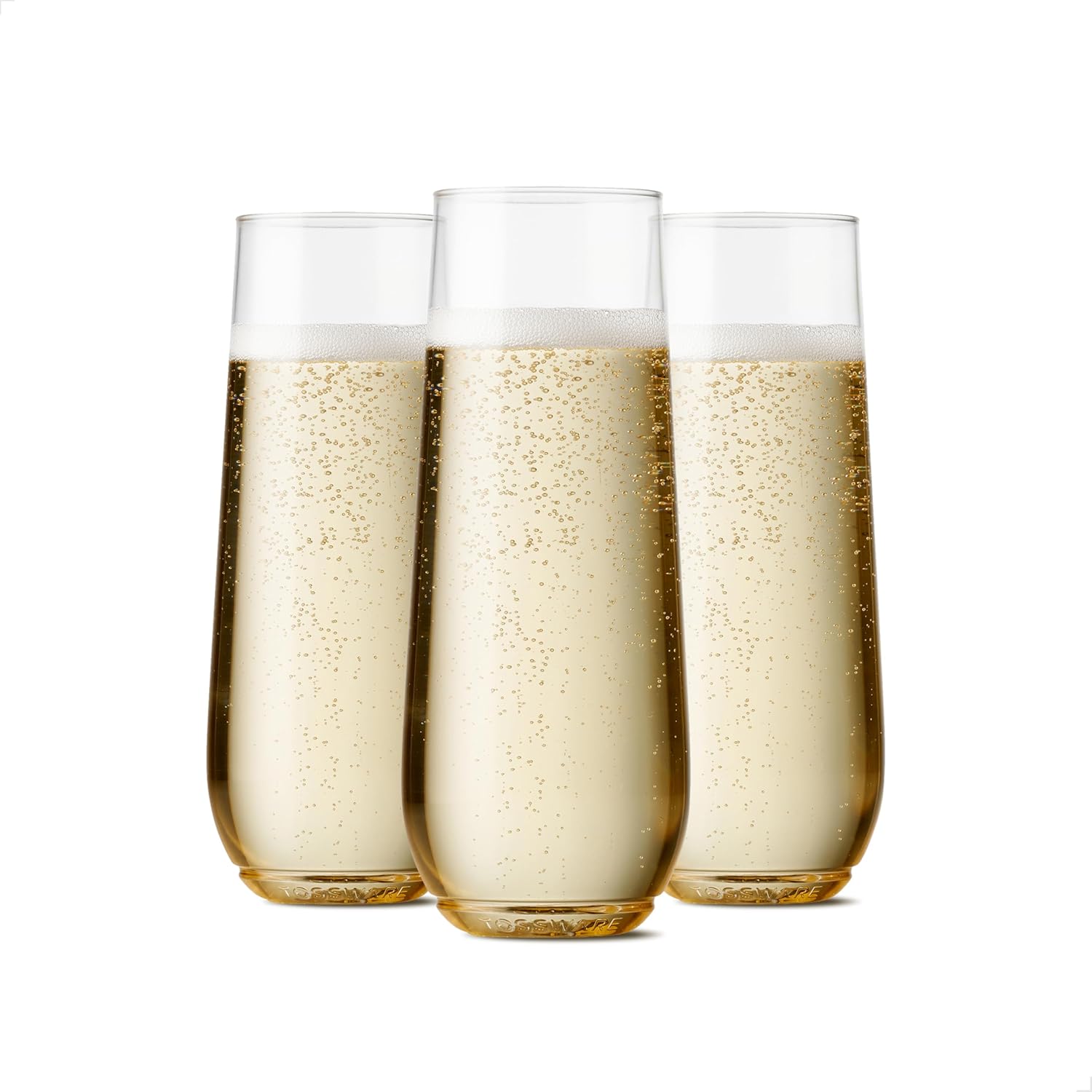 TOSSWARE POP 9oz Flute, Premium Quality, Recyclable, Unbreakable & Crystal Clear Plastic Champagne Glasses, Flute , 12 Count (Pack of 1)