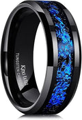 King Will Mens Wedding Band with Foils Inlay Beveled Edge Size - 10