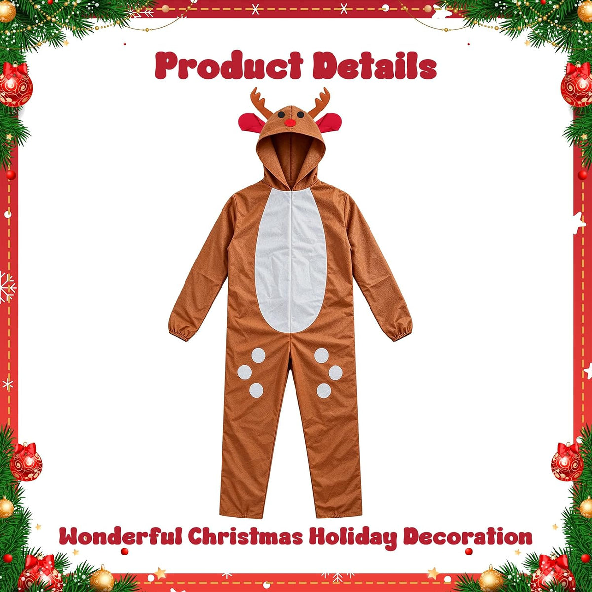 12 ft Skeleton Christmas Costume Set Xmas Deer Skeleton Outfit Clothes