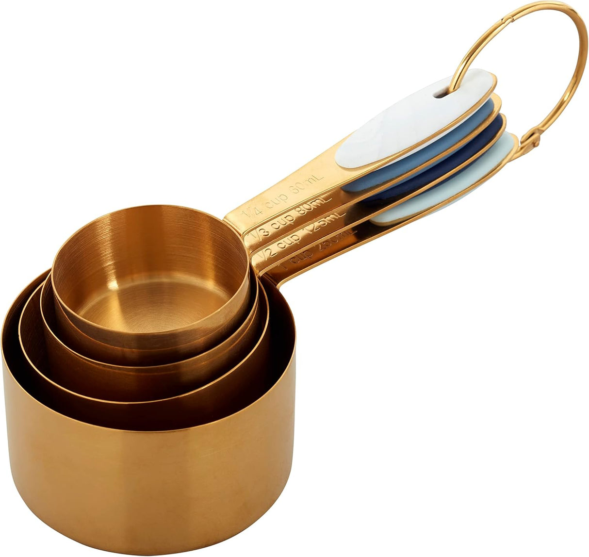 Wilton Gold Measuring Cups - Add This Essential Tool Set to Your Kitchen for Measuring Dry Ingredients, Key Ring for Easy Storage and Organization, Set of 4
