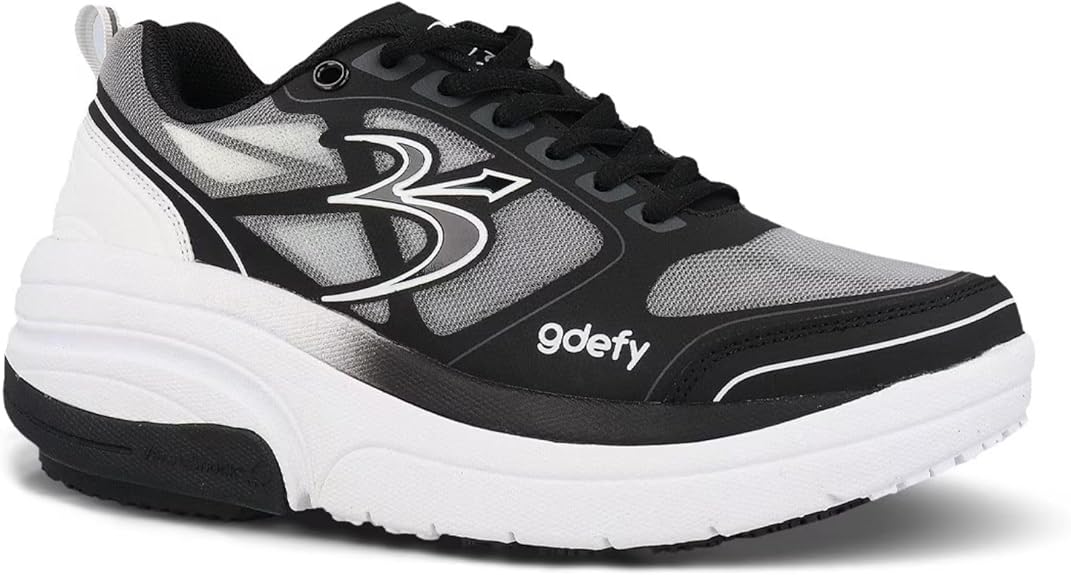 G-DEFY ION Women’s Orthopedic Walking Shoe - Black/White - Size 9.5 X-Wide