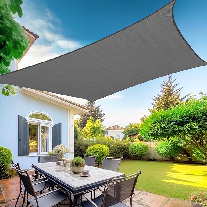 KANAGAWA 6'X10' Dark Gray Custom Size Sun Shade Sail Rectangle 185GMS KW-S10 Permeable UV Blocking Outdoor Canopy Cover (Customizable)(New)