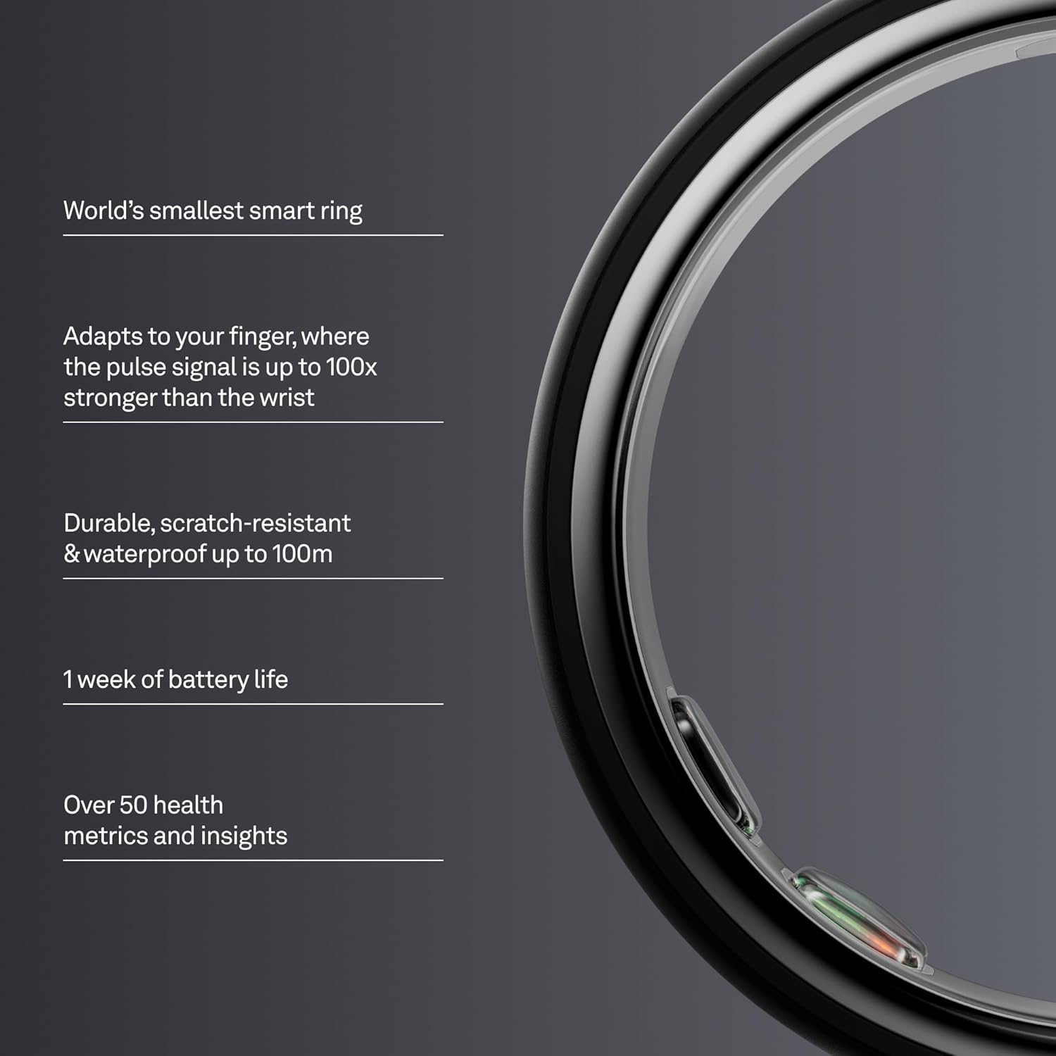 Oura Ring 5 - Stealth - Size 6 - World’s Smallest Smart Ring