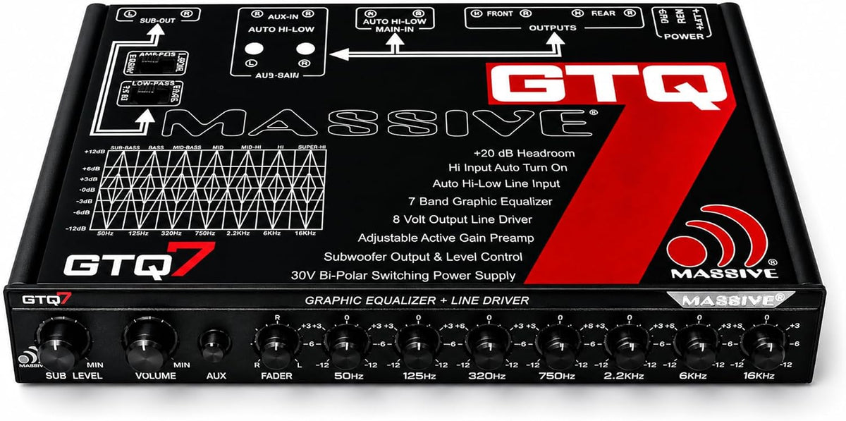 Massive Audio GTQ7 | 7-Band Car Audio Graphic Equalizer