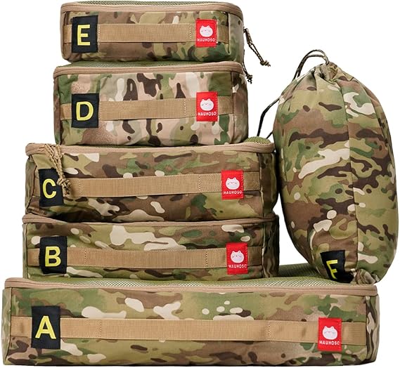 MAUHOSO Tactical Packing Cubes,Camo Packing Cubes,Luggage Set Packing Organization Travel Accessories,YKK Zipper Water-Resistant,Military standard Travel Organizer Bag(Multicam) 6-PACKS