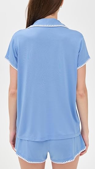 Eberjey Women's The Frida Whip Stitch Short Pajama Set - Cornflower - Size: Medium