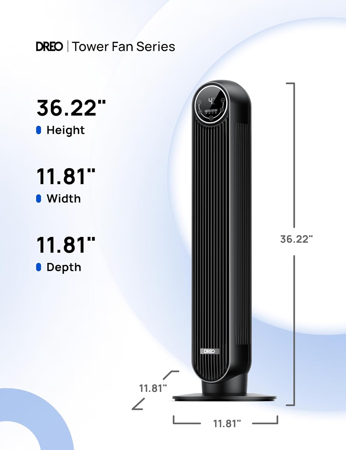 DREO Tower Fan 307 with Remote - Black - Model DR-HTF007