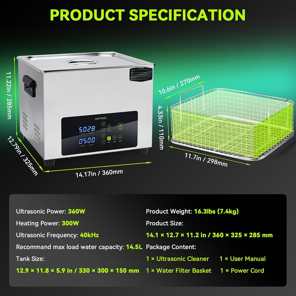 MNTNCO Ultrasonic Cleaner - 15L