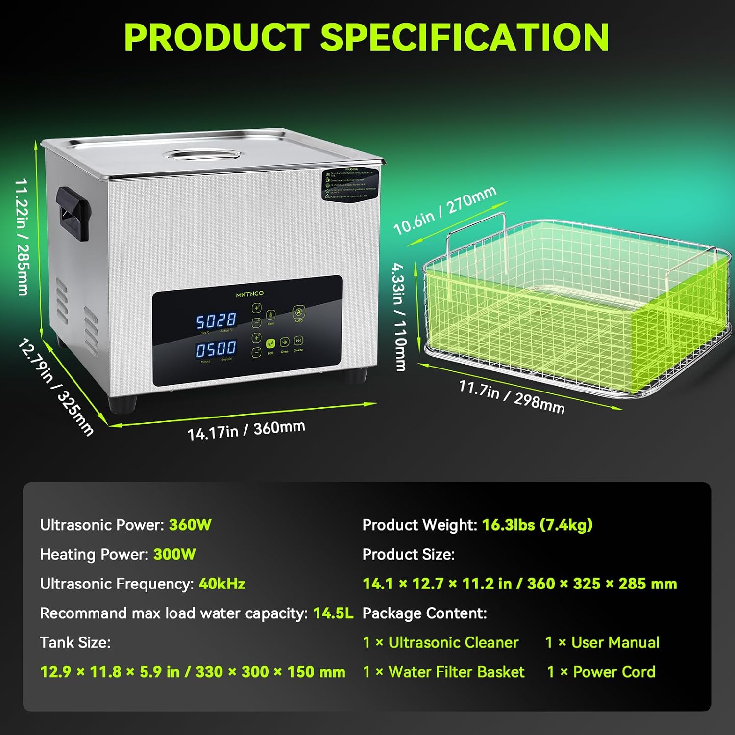 MNTNCO Ultrasonic Cleaner - 15L