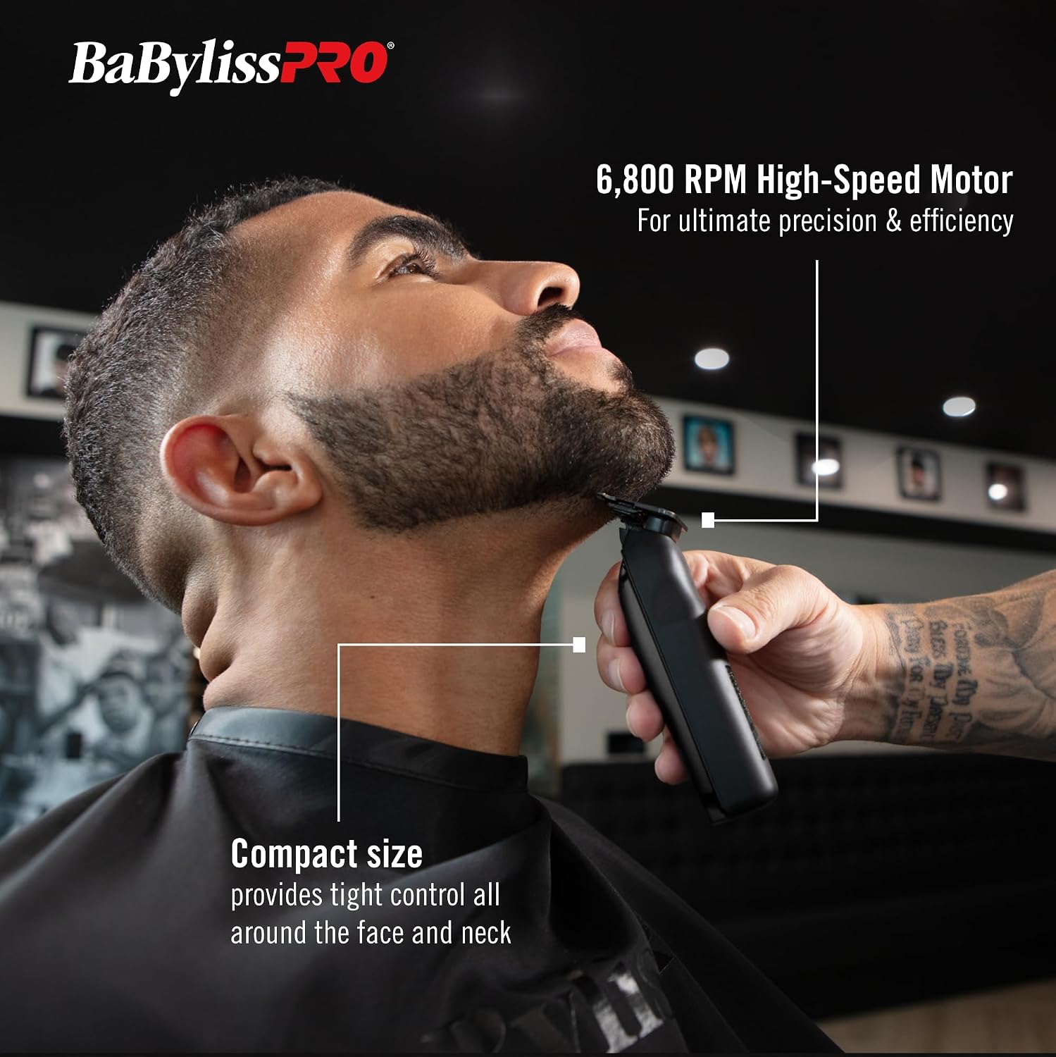 BaBylissPRO High-Performance Compact LO-PROFX Trimmers for Men - Matte Black