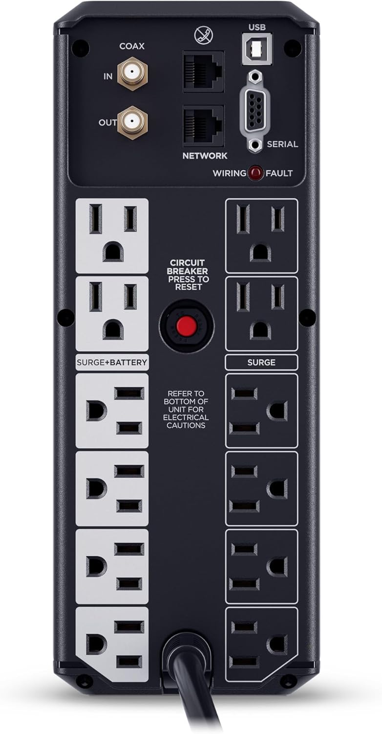 CyberPower CP1500AVRLCD3 Intelligent LCD UPS Battery Backup | 1500VA/900W, 12 Outlets, 2 USB Ports, AVR, Mini Tower, UL Certified