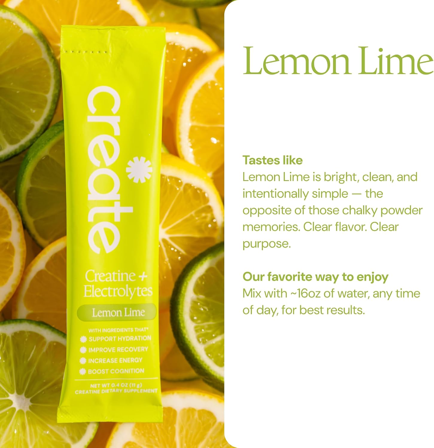CREATE Creatine and Electrolytes - Lemon Lime - 30 Sticks