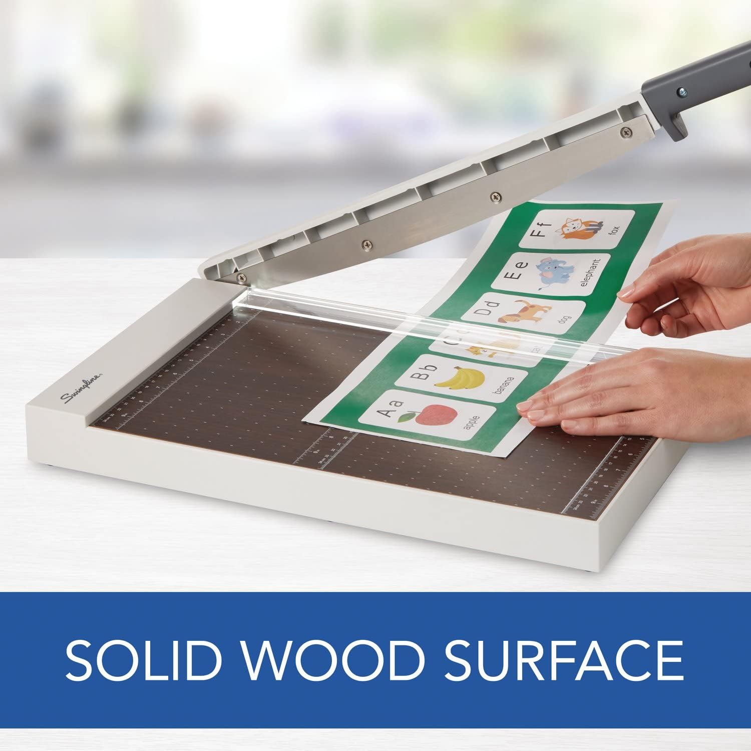 Swingline Paper Trimmer, Guillotine Paper Cutter, 15" Cut Length, 10 Sheet Capacity, Wood