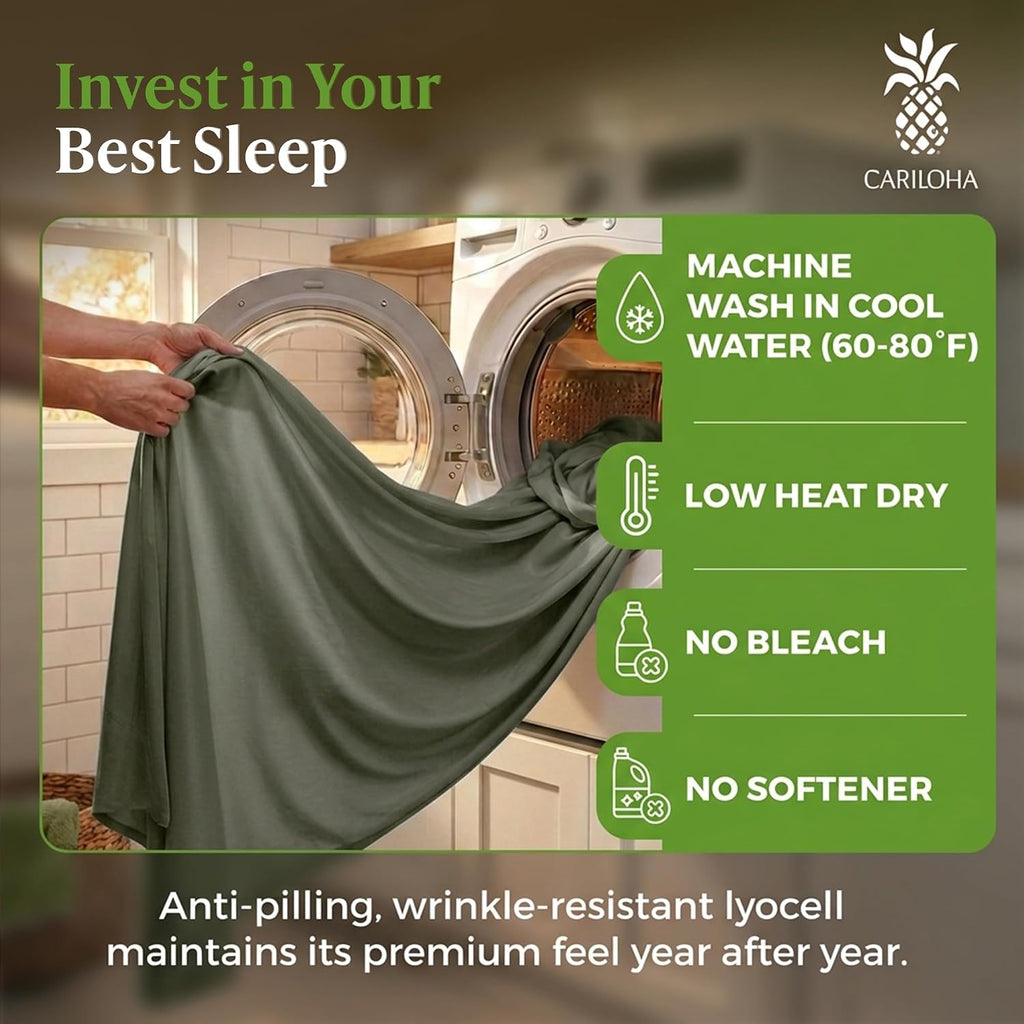 Cariloha Retreat Sheet Set - Bamboo Lyocell - Oasis Green - Split King