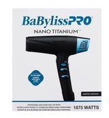 BabylissPRO Nano Titanium Hair Dryer, Professional 1875-Watt Blow Dryer, Lightweight, Ionic Technology