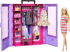 Barbie Doll & Playset, Fashionistas Ultimate Closet with Clothes (3 Outfits) & Fashion Accessories Including 6 Hangers (New, Open Box) *Damaged Box*