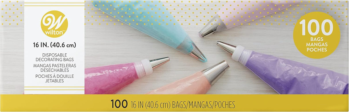 Wilton 16-Inch Easy-Grab Disposable Decorating Bags, 100-Count