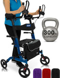 Vive Mobility Upright Walker with Seat - Stand Up Rollator - Blue