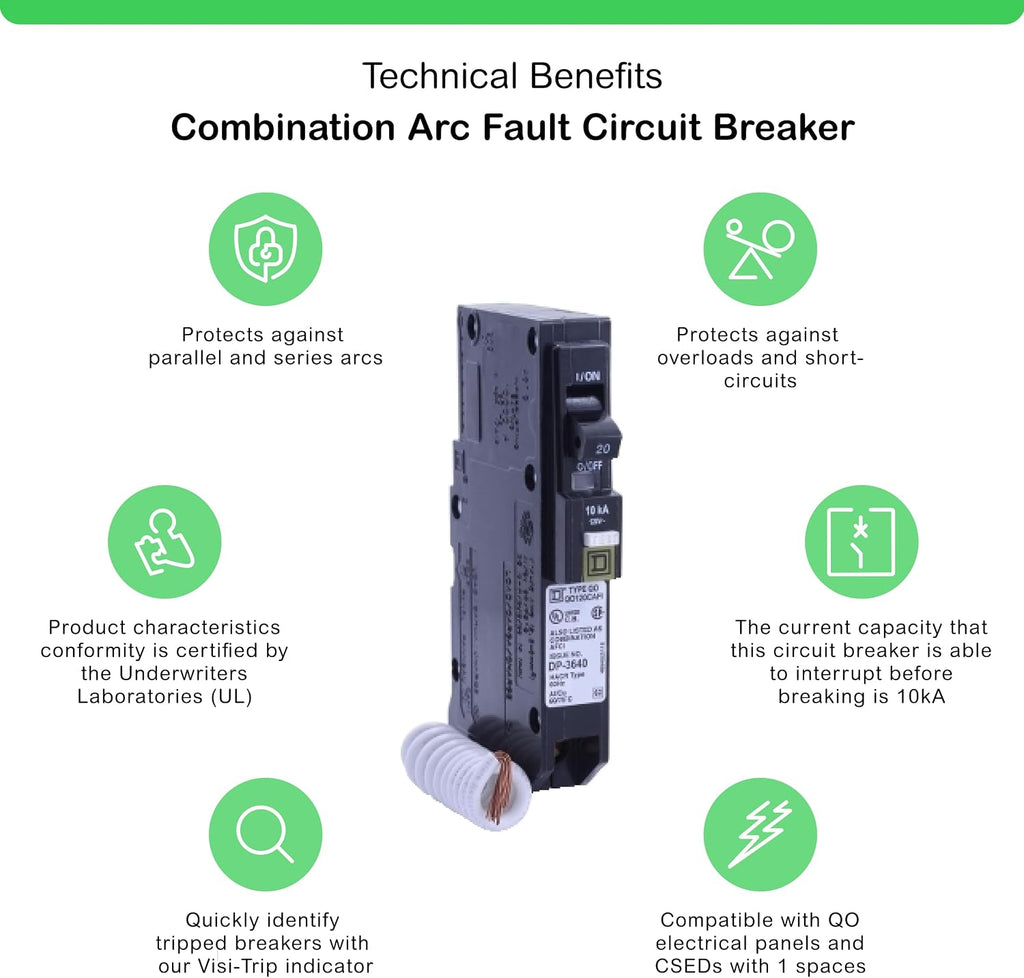 Square D QO120CAFI QO 20A Arc Fault Breaker