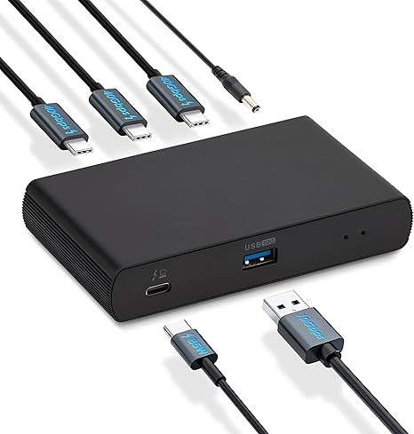 Amazon Basics Thunderbolt4/USB4 Docking Station, 3X Downstream TBT4 (Dual Display), 1xUSB A 3.1, Black, ‎4.76 x 2.84 x 0.86 inches