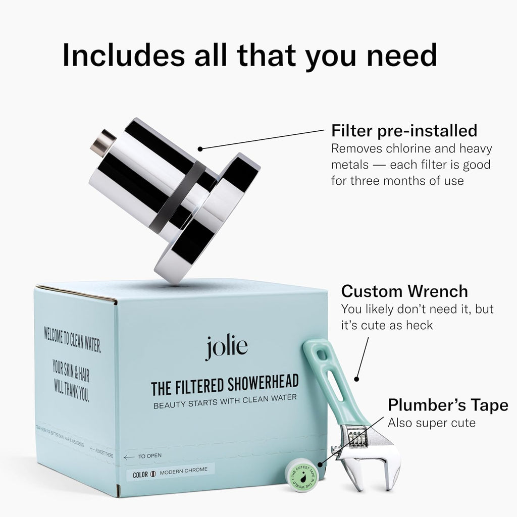 Jolie Filtered Showerhead, High Pressure Shower Filter, Modern Chrome