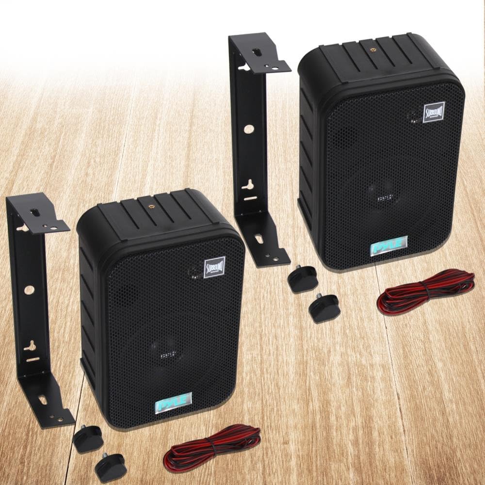 Pyle Home Dual Waterproof Outdoor Speaker System - Black
