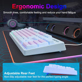 HUO JI Gaming Keyboard USB Wired with Rainbow LED Backlit, Floating Keys, Mechanical Feeling, Spill Resistant, Ergonomic(NEW,OPEN BOX)