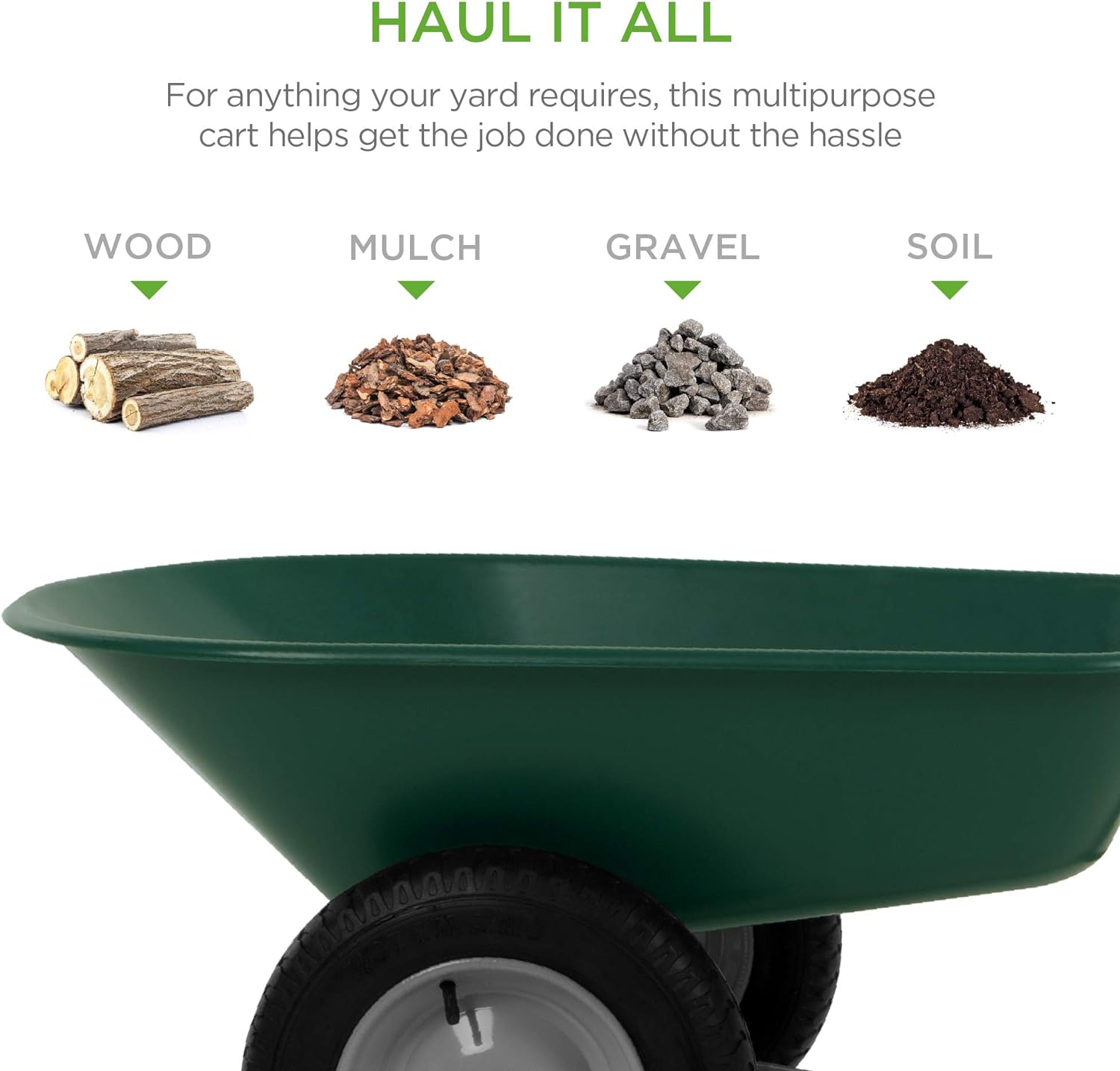 Best Choice Products - Dual-Wheel Wheelbarrow Garden Cart - Green