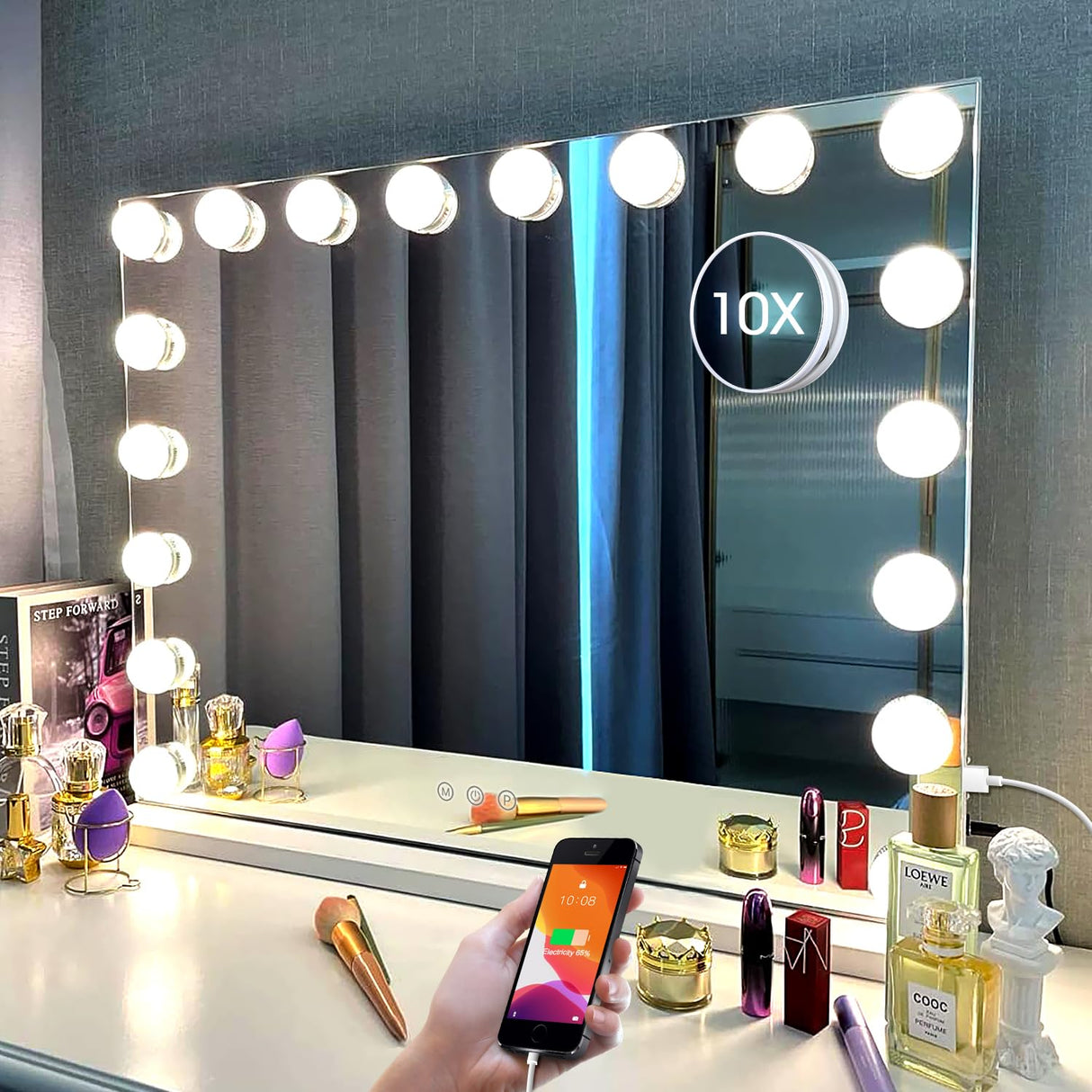 Kottova Vanity Mirror with Lights-Large Makeup Mirror, 27.6" x21.6'' Hollywood Lighted Mirror with 18 LED/NEW