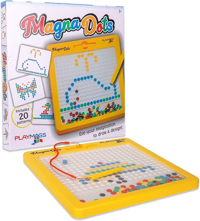 Playmags Large Magnetic Drawing Board for Kids - Magna Dots Doodle Board with Magnetic Pen - 12.5" Large Size with Kid Safe Magnets - Fun toy Birthday Gift