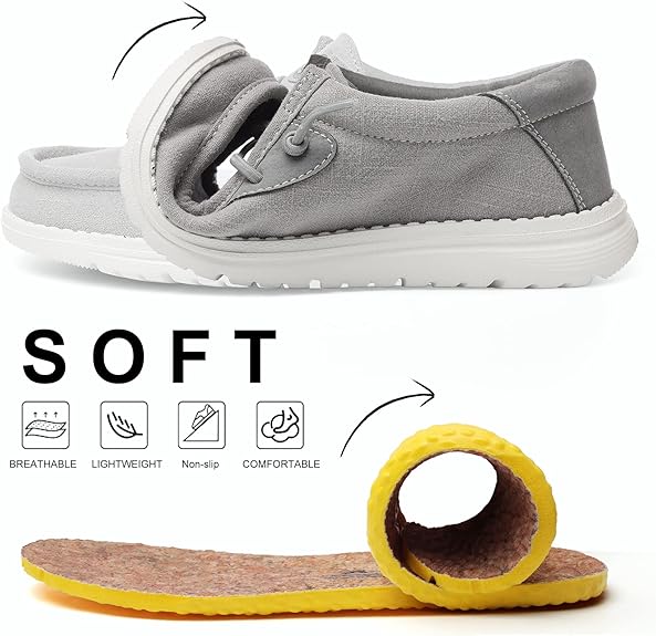 Grand Attack Linen Slip-on Walking Shoes for Women - Grey - Size: 10.5