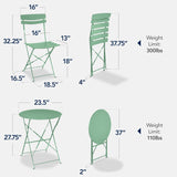 Best Choice Products 3-Piece Folding Patio Bistro Set w/ 2 Chairs - Sage Green