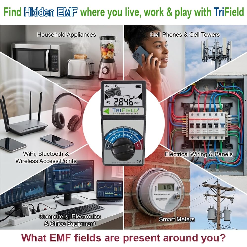 Trifield TF2 EMF Pollution Meter – 3-in-1 Magnetic, Electric & RF Field Detection