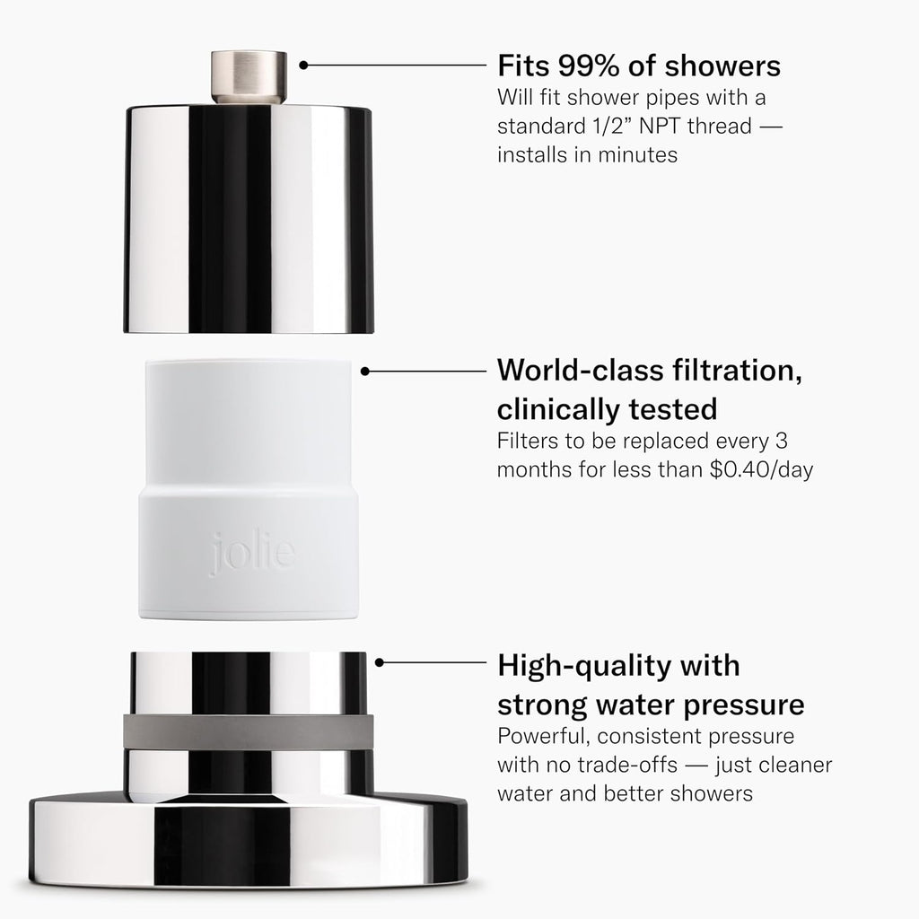Jolie Filtered Showerhead, High Pressure Shower Filter, Modern Chrome