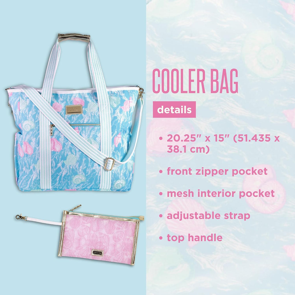 Lilly Pulitzer Beach and Picnic Cooler, Insulated Bag with Adjustable Shoulder Strap and Zipper, Soft Cooler
