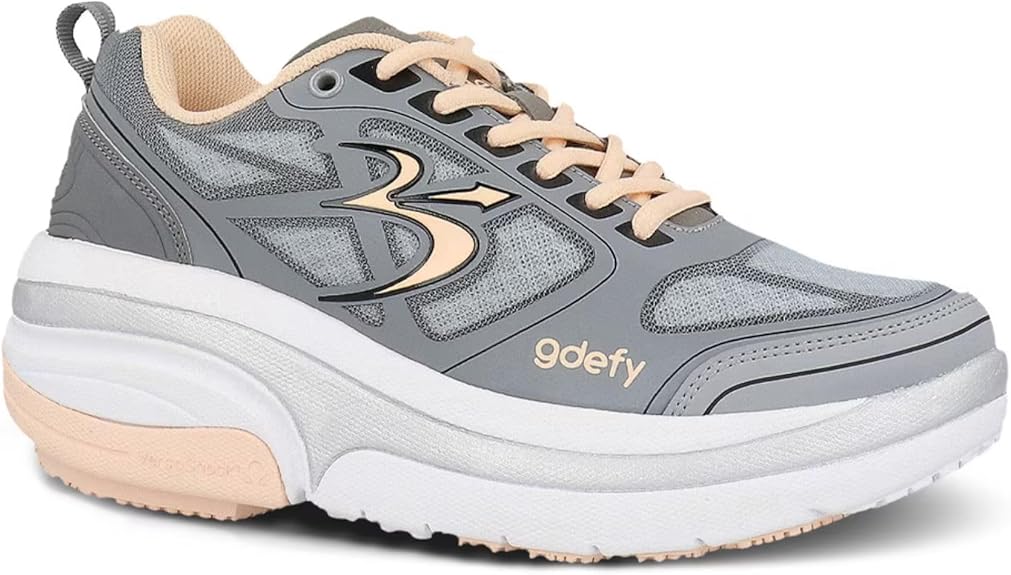 G-DEFY ION Women’s Orthopedic Walking Shoe - Gray/Peach