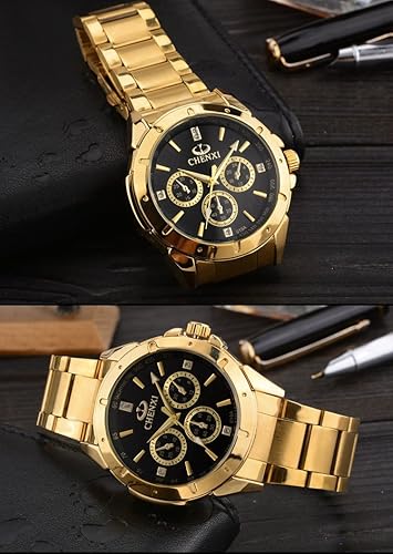 CHENXI Gold Wrist Watch Men Watches Top Brand Luxury Fashion Golden Quartz Wristwatch (OPEN BOX)