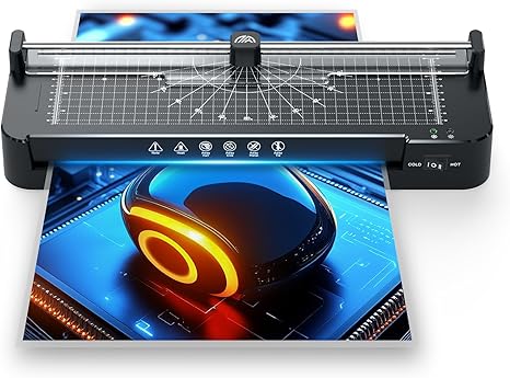 13in Laminator Machine with 50pcs Sheets + Paper Trimmer + Corner Rounder, Anti-Jam Technology | Dual Hot/Cold Mode | 90s Fast Preheat for A3/A4/A5/A6 Home Office School Use