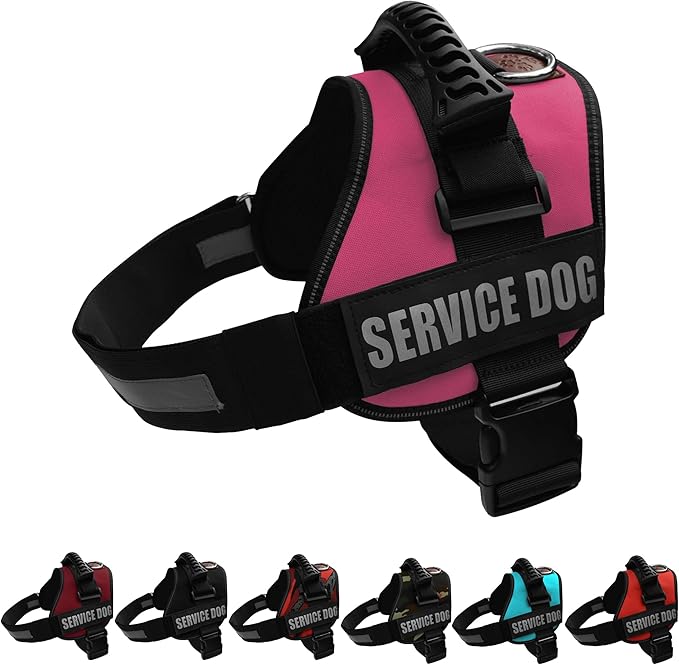 ALBCORP Service Dog Vest Harness - Reflective - Woven Polyester and Nylon, Comfy Mesh Padding Size: Medium, Pink $29.95