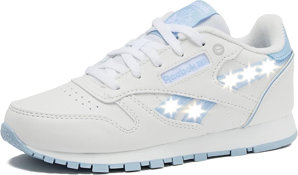 Reebok Classic Leather Step N Flash 2.0 LED Light Up Boys and Girls Sneakers, Lightweight Tennis or Athletic Shoes, Little Kids and Toddler Size 12.5