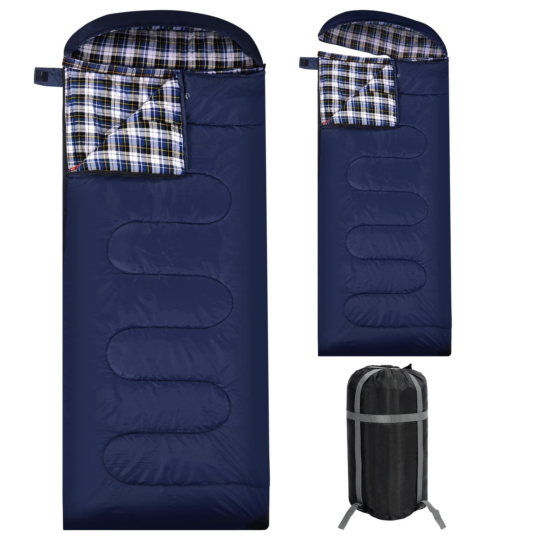 REDCAMP Flannel Sleeping Bag for Adults, Comfortable Cotton. (Navy Blue With 3lbs Filling) 1 Person up to 6 Feet