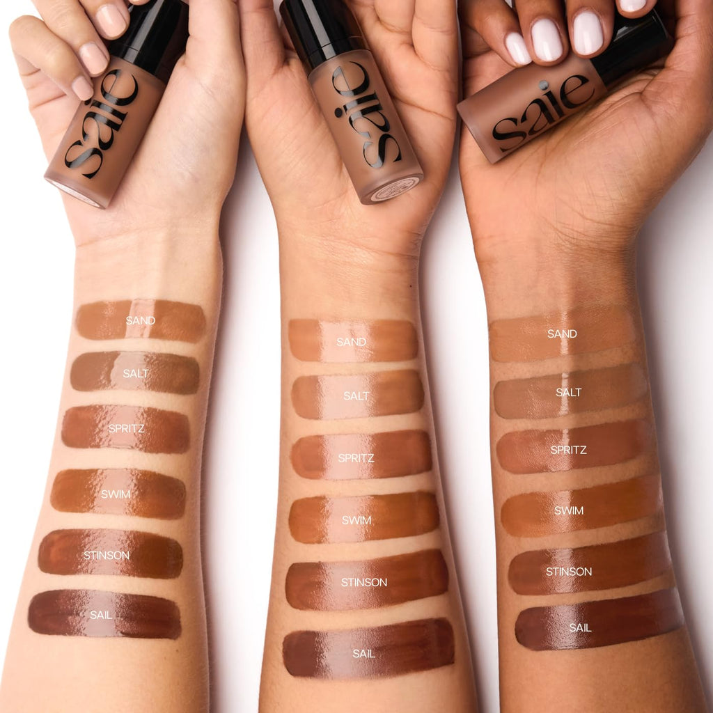Saie | Dew Bronze Soft-Focus Liquid Bronzer in Swim | 04