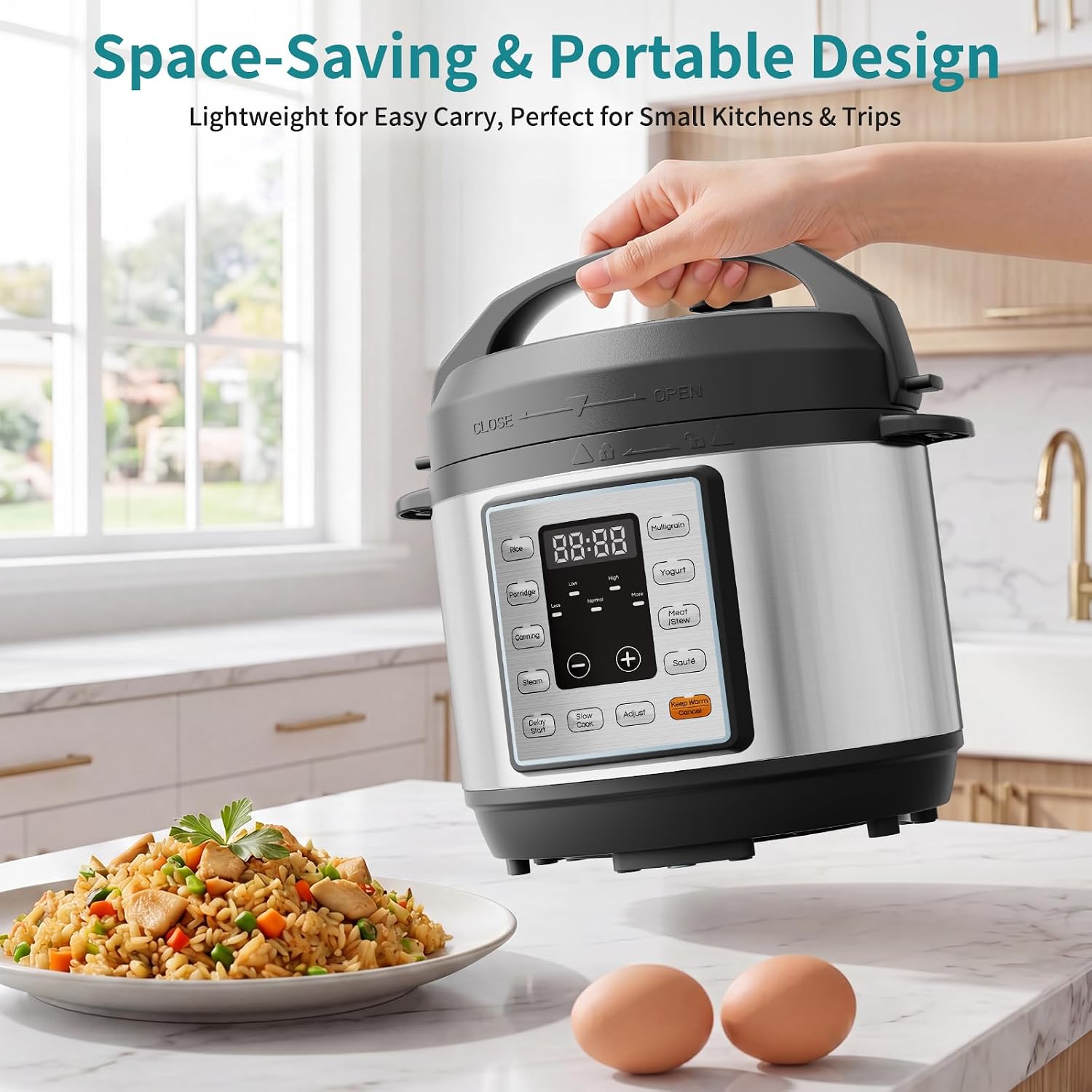 OLIXIS 10-In-1 Electric Pressure Cooker (Model AH-YLG95DY-3SR)-Silvery