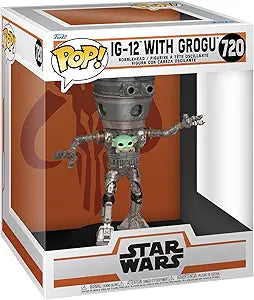 Funko POP! Deluxe: Mandalorian IG-12 with Grogu Bobblehead Figures