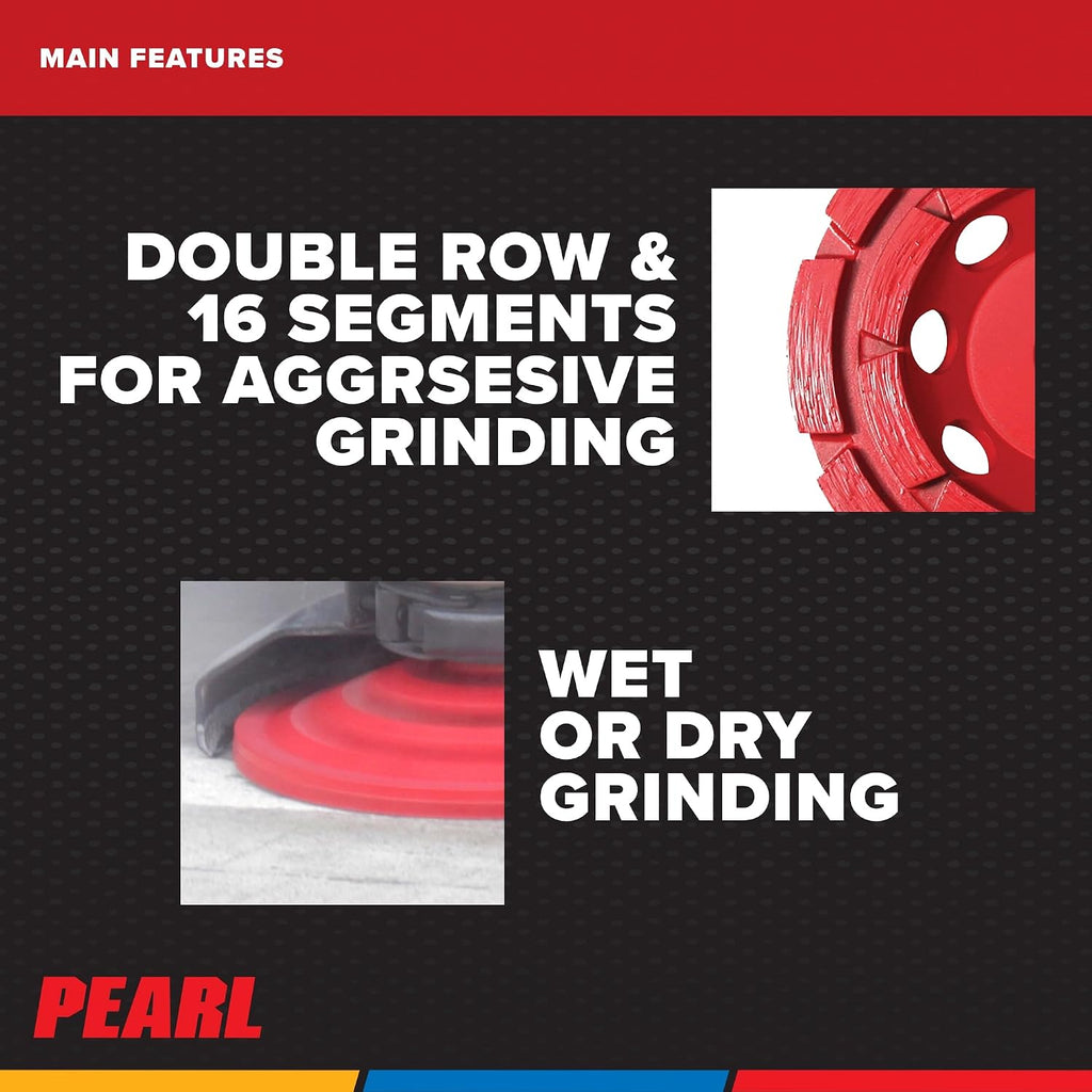 PEARL ABRASIVE CO. Pro-V 4" Double Row - Concrete/Masonry