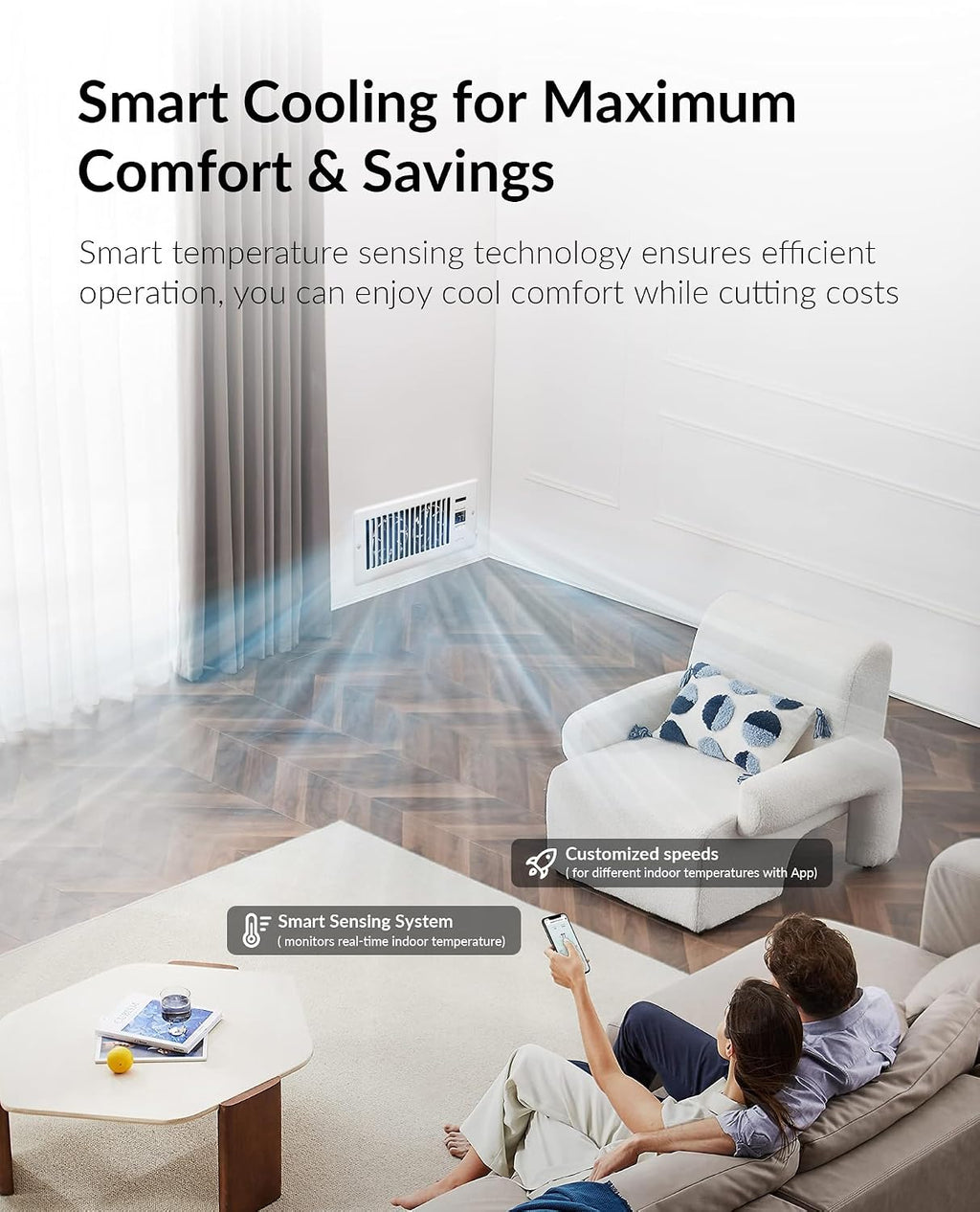 *Howeall Super Quiet Register Booster Fan, 4" x 10", White